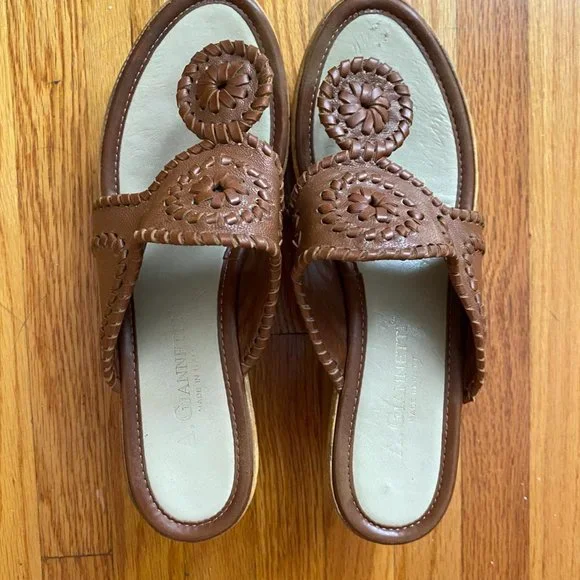 Vintage 90s Brown Cork Wedge Thong Sandals! Women's Size 7 - Picture 4 of 4